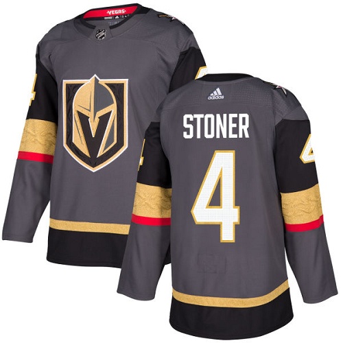 Adidas Men Vegas Golden Knights #4 Clayton Stoner Grey Home Authentic Stitched NHL Jersey->more nhl jerseys->NHL Jersey